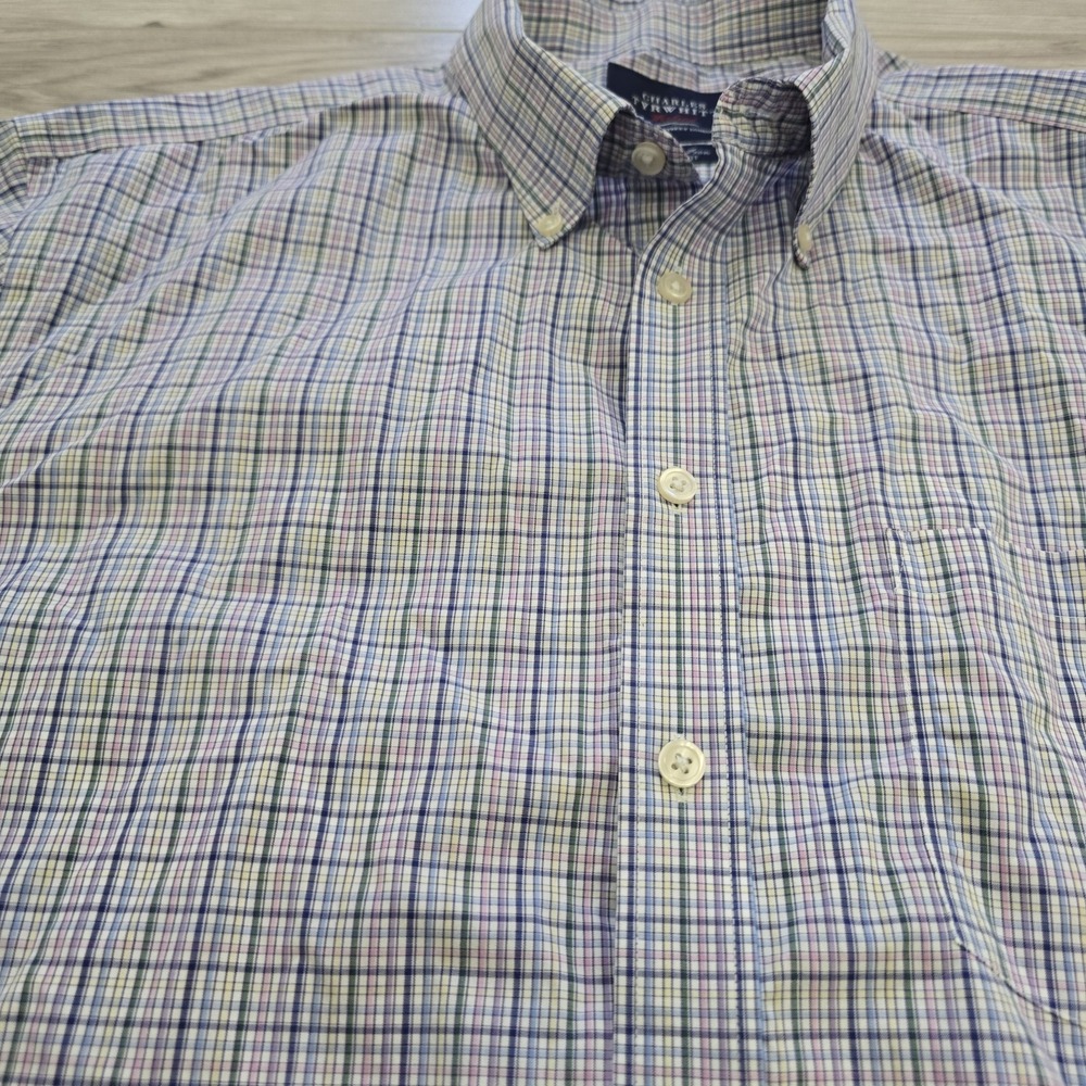 Mens Charles Tyrwhitt Non Iron Long Sleeve Plaid Button Up Shirt Size XL